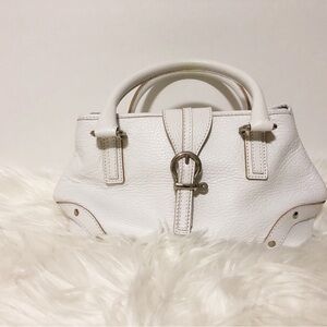 Authentic Burberry White Grained Calfskin Leather Mini Bag